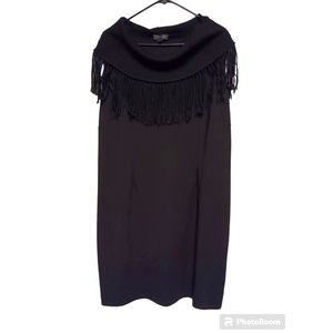 Spense Sleeveless Dress with Cow Neck and Fringe EUC